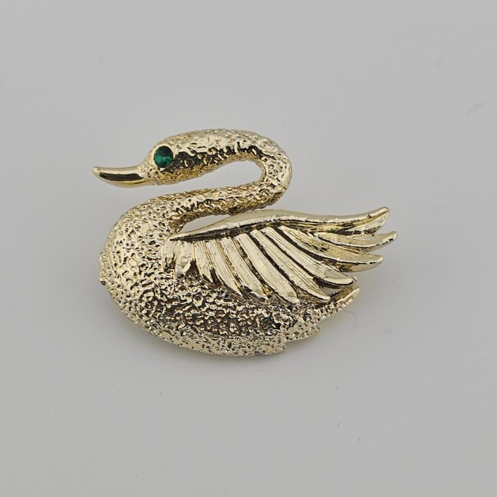 Gerry Weber Swan Brooch Pin Goldtone